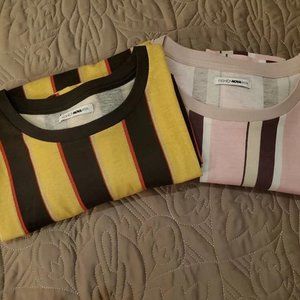 *LOT OF 2* FASHION NOVA MEN 'LA' + 'NY' Striped Short Sleeve Tees, Size XL, NwoT